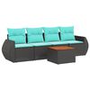 vidaXL Ensemble de canap&eacute; de jardin 5 pcs avec coussins noir r&eacute;sine tress&eacute;e