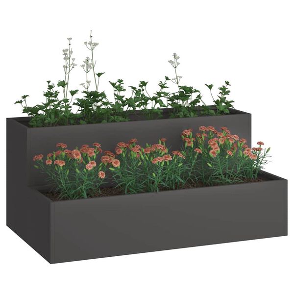 vidaXL Cache-pot de jardin Noir 100 x 60 x 45 cm Acier laminé à froid