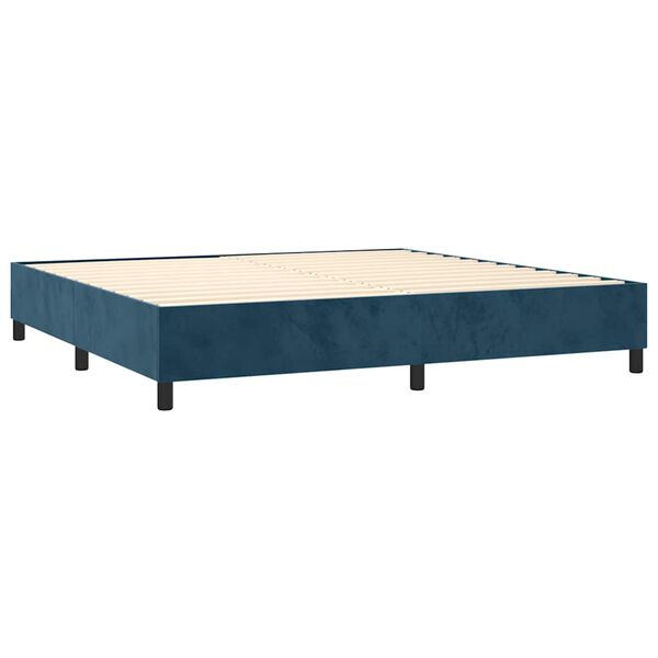 vidaXL Sommier &agrave; lattes de lit et matelas Bleu fonc&eacute; 200x200cm Velours