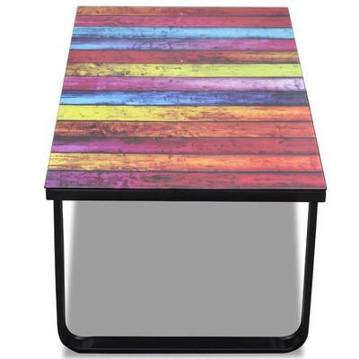 vidaXL Table basse avec impression d'arc-en-ciel Dessus en verre