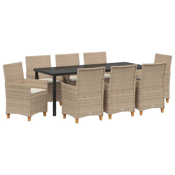 vidaXL Ensemble de salle &agrave; manger pour jardin 9 pcs Beige polyrotin