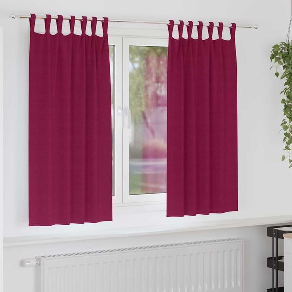 vidaXL Rideaux occultants avec anneaux 2 pcs Bordeaux 175 x 140 cm