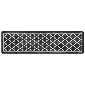 vidaXL Tapis lavable noir et blanc 80x300 cm antidérapant