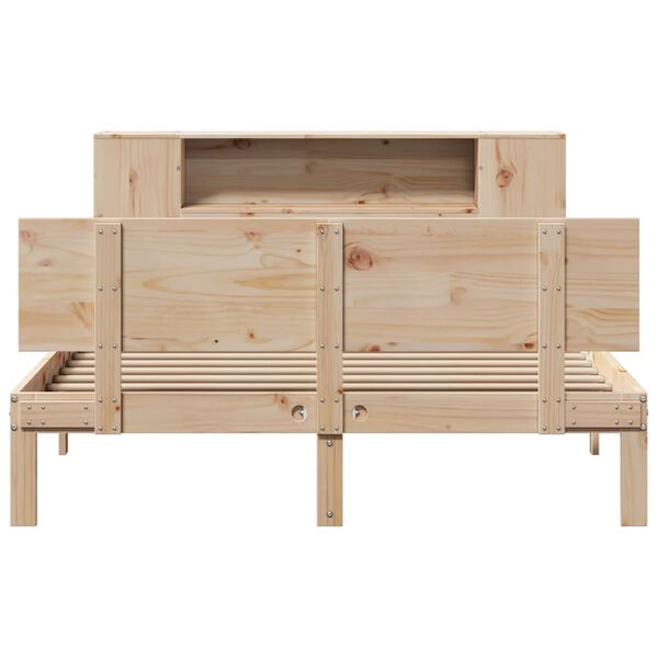 vidaXL Lit bibliothèque sans matelas 140x190 cm bois de pin massif
