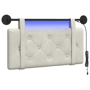 vidaXL T&ecirc;te de lit suspendue Avec lumi&egrave;re LED Cr&egrave;me Velours