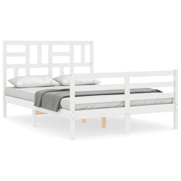 vidaXL Cadre de lit sans matelas blanc 140x200 cm bois massif