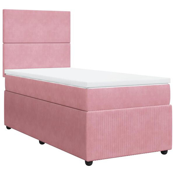 vidaXL Sommier &agrave; lattes de lit avec matelas Rose 90x190 cm Velours