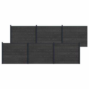vidaXL Panneau de cl&ocirc;ture 6 pcs WPC et Aluminium Noir