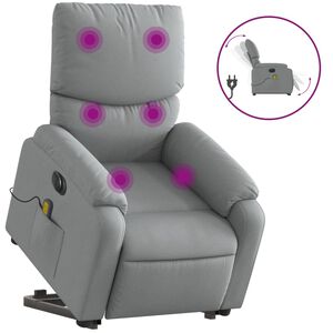 vidaXL Fauteuil inclinable de massage &eacute;lectrique Gris clair Tissu