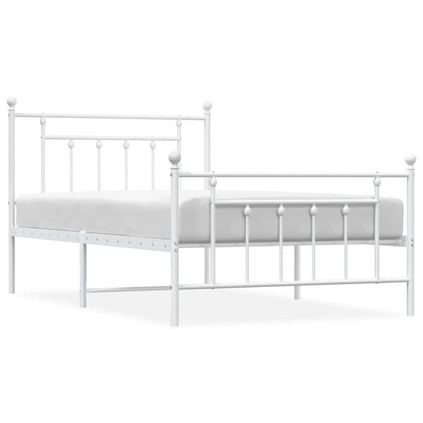 vidaXL Cadre de lit métal sans matelas et pied de lit blanc 100x200 cm