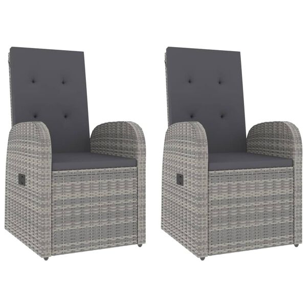 vidaXL Ensemble de salon de jardin 3 pcs gris poly rotin et acacia