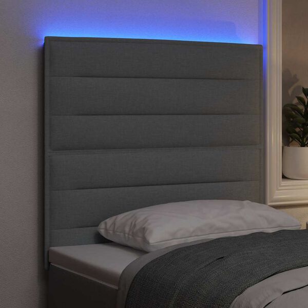 vidaXL T&ecirc;te de lit LED avec t&ecirc;te de lit Gris clair 100 cm Polyester