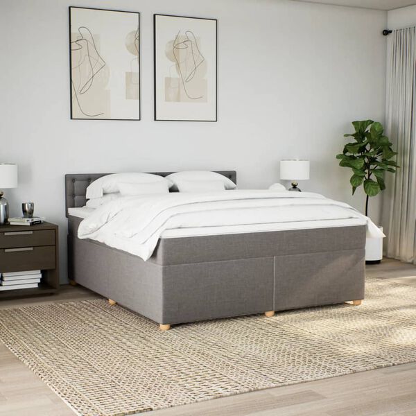 vidaXL Sommier &agrave; lattes de lit avec matelas Taupe 180x200 cm Tissu