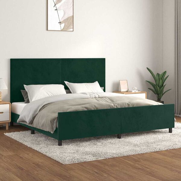 vidaXL Cadre de lit sans matelas vert fonc&eacute; 200x200 cm velours