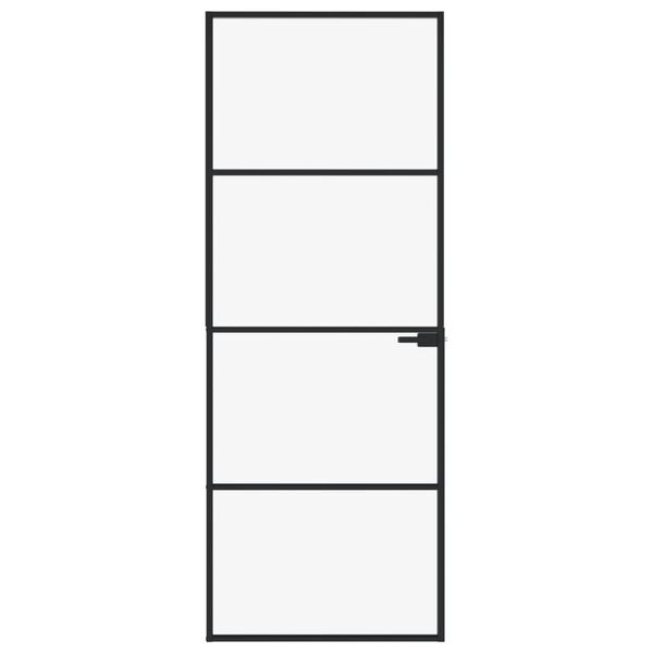 vidaXL Porte d'intérieur Noir 76x201,5 cm Trempé verre aluminium fin