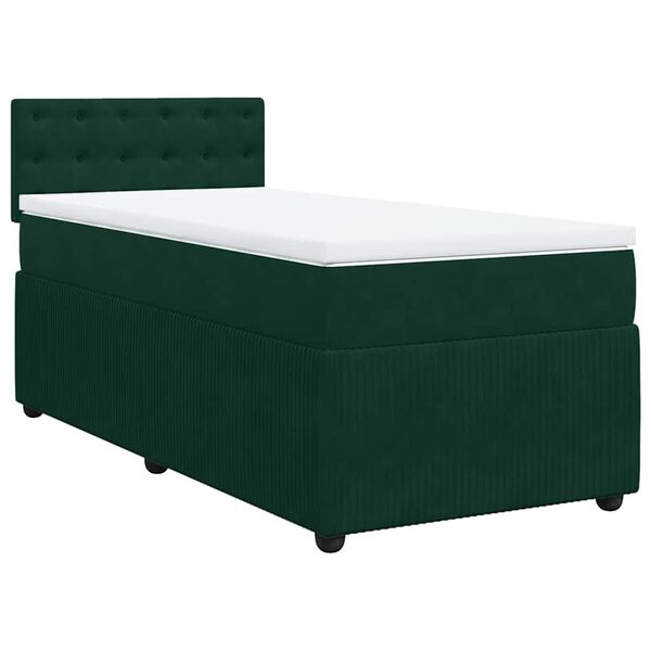 vidaXL Sommier &agrave; lattes de lit et matelas Vert fonc&eacute; 80x200 cm Velours