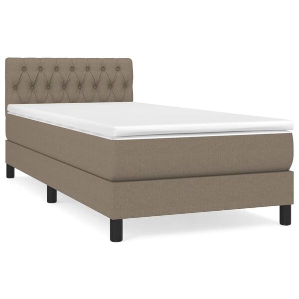 vidaXL Sommier &agrave; lattes de lit avec matelas Taupe 90x190 cm Tissu