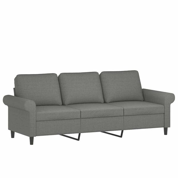 vidaXL Canap&eacute; &agrave; 3 places avec repose-pieds Gris fonc&eacute; 180 cm Tissu