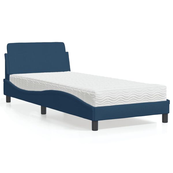 vidaXL Lit avec matelas Dover bleu 80x200 cm tissu