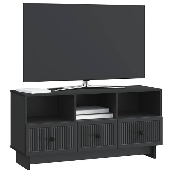 vidaXL Meuble TV avec tiroir Noir 102 x 34,5 x 50 cm Bois d'ing&eacute;nierie