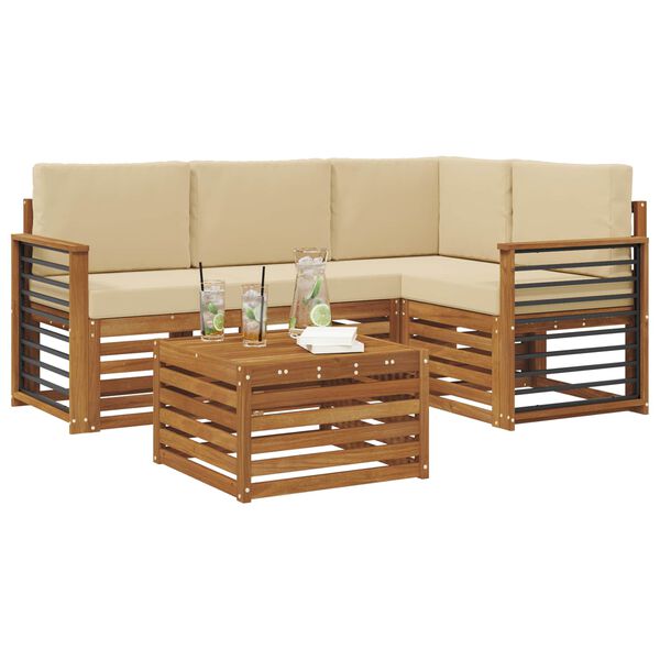 vidaXL Ensemble de canap&eacute;s d'ext&eacute;rieur 5 pcs Naturel et Beige