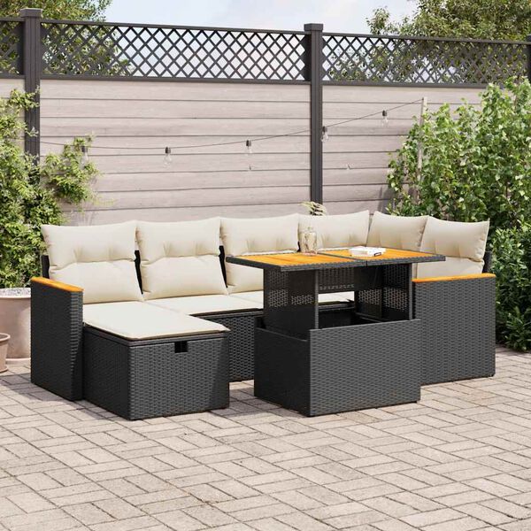 vidaXL Salon de jardin 8 pcs avec coussins noir r&eacute;sine tress&eacute;e