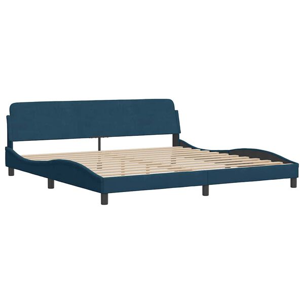 vidaXL Lit avec matelas Hanko bleu 200x200 cm velours