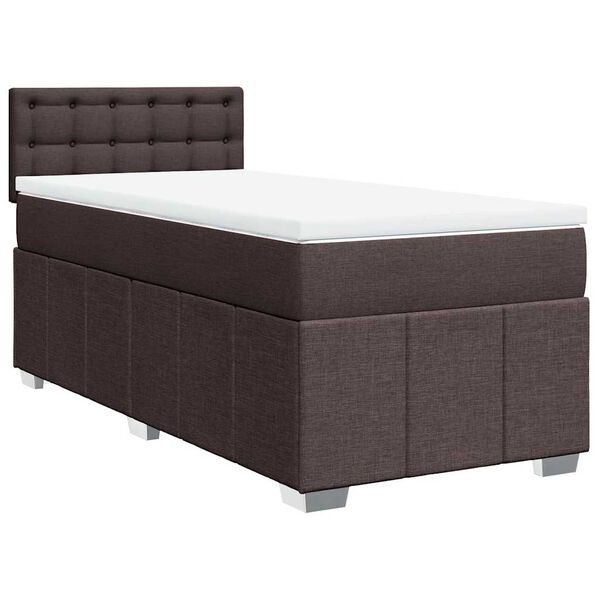 vidaXL Sommier &agrave; lattes de lit avec matelas Marron fonc&eacute; 90x200 cm