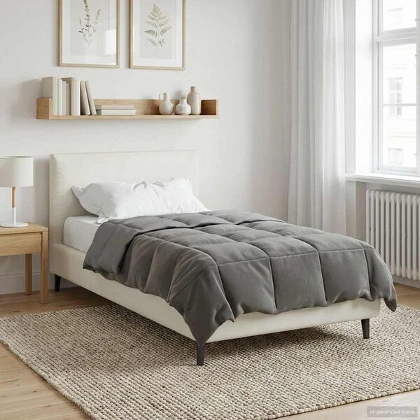 vidaXL Duvet complet toute l'ann&eacute;e Gris clair 135 x 220 cm Microfibre