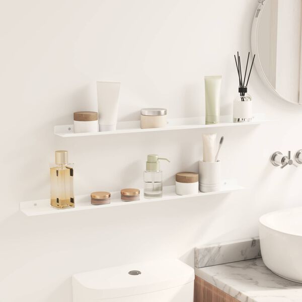 vidaXL &Eacute;tag&egrave;re flottante 2 pcs Blanc 80 x 9 x 2,5 cm Acier