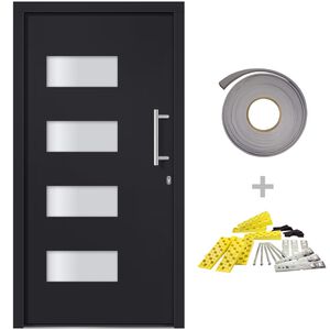 vidaXL Porte d'entr&eacute;e Aluminium et PVC Anthracite 100x200 cm