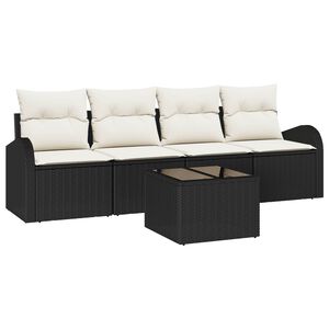 vidaXL Ensemble de canap&eacute; de jardin 5 pc 4 place Noir et Cr&egrave;me