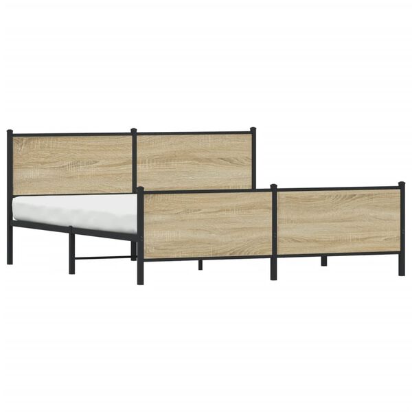 vidaXL Cadre de lit en m&eacute;tal sans matelas ch&ecirc;ne sonoma 200x200 cm