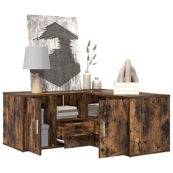 vidaXL Armoire d'angle ch&ecirc;ne fum&eacute; 160x40x45 cm bois d'ing&eacute;nierie