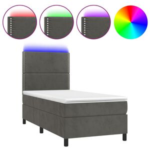 vidaXL Sommier &agrave; lattes de lit matelas et LED Gris fonc&eacute; 100x200 cm