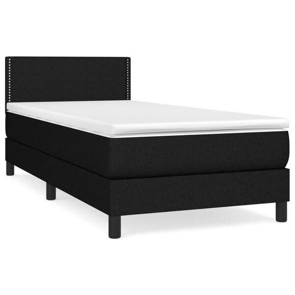 vidaXL Sommier &agrave; lattes de lit avec matelas Noir 90x200 cm Tissu