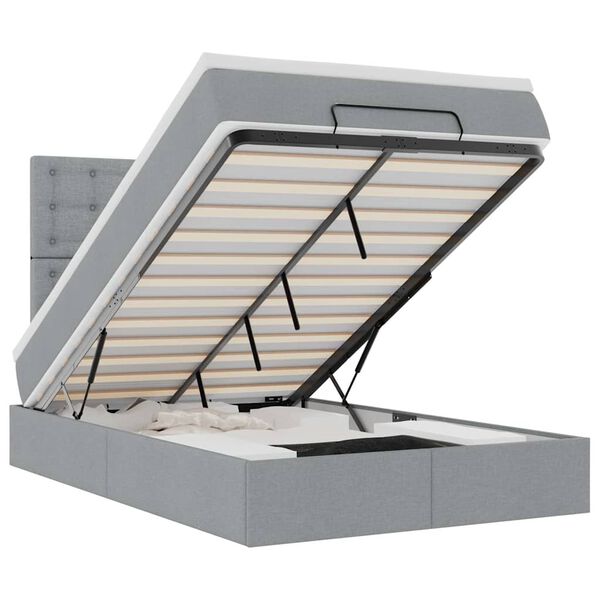 vidaXL Cadre de lit ottoman avec matelas gris clair 120x190 cm tissu