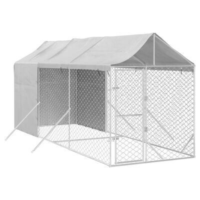 vidaXL Chenil d'extérieur pour chiens avec toit argenté 2x6x2,5 m