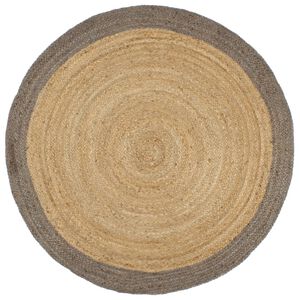 vidaXL Tapis fait &agrave; la main Jute avec bord gris 210 cm