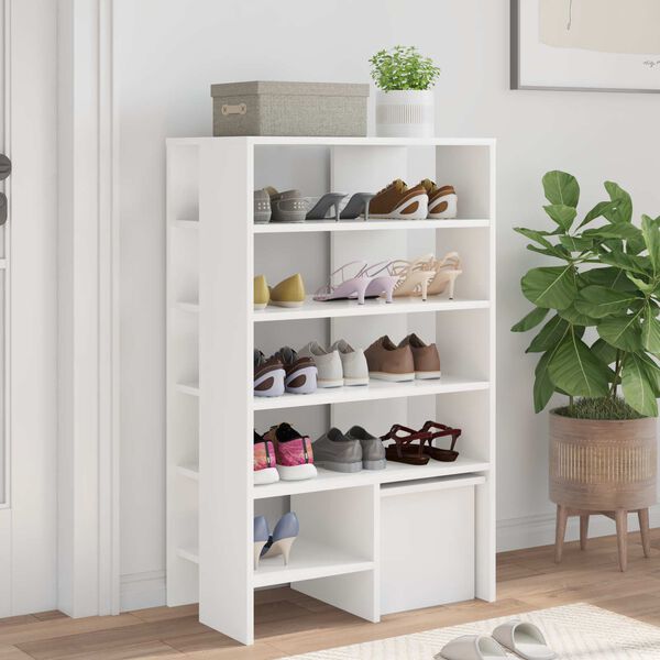 vidaXL Cabinet &agrave; chaussures avec &eacute;tag&egrave;re 2 pcs Blanc Bois d'ing&eacute;nierie