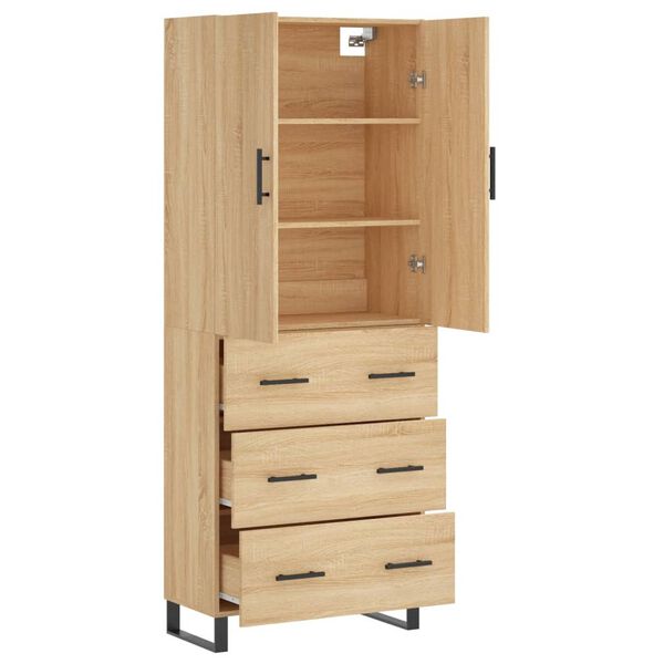 vidaXL Buffet haut Ch&ecirc;ne sonoma 69,5x34x180 cm Bois d'ing&eacute;nierie