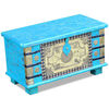 vidaXL Coffre de rangement Bois de manguier bleu 80 x 40 x 45 cm