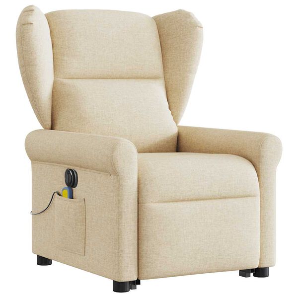 vidaXL Fauteuil inclinable de massage &eacute;lectrique Cr&egrave;me Tissu