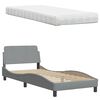vidaXL Lit avec matelas Hanko gris clair 90x190 cm tissu