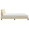 vidaXL Lit avec matelas cr&egrave;me 200x200 cm tissu