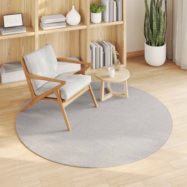 vidaXL Tapis de surface Rond LUGO Cr&egrave;me et gris &Oslash; 160 CM Polyester