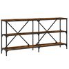 vidaXL Table console ch&ecirc;ne fum&eacute; 160x30x75 cm bois d'ing&eacute;nierie et fer