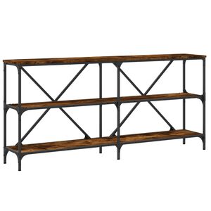 vidaXL Table console ch&ecirc;ne fum&eacute; 160x30x75 cm bois d'ing&eacute;nierie et fer