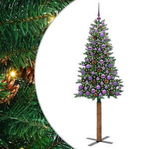 vidaXL Sapin de Noël mince Vert 180 cm PVC et bois de pin massif