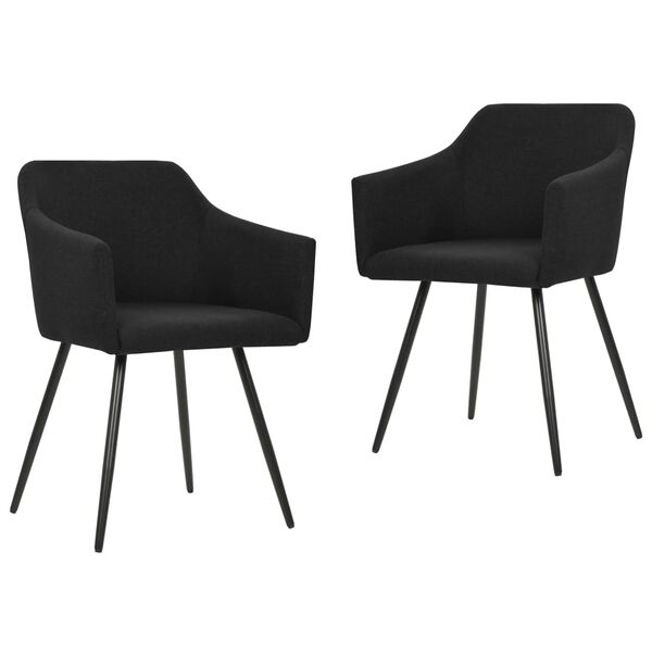 vidaXL Chaises &agrave; manger lot de 2 noir tissu